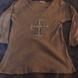 3/4 sleeve Cross studded shirt